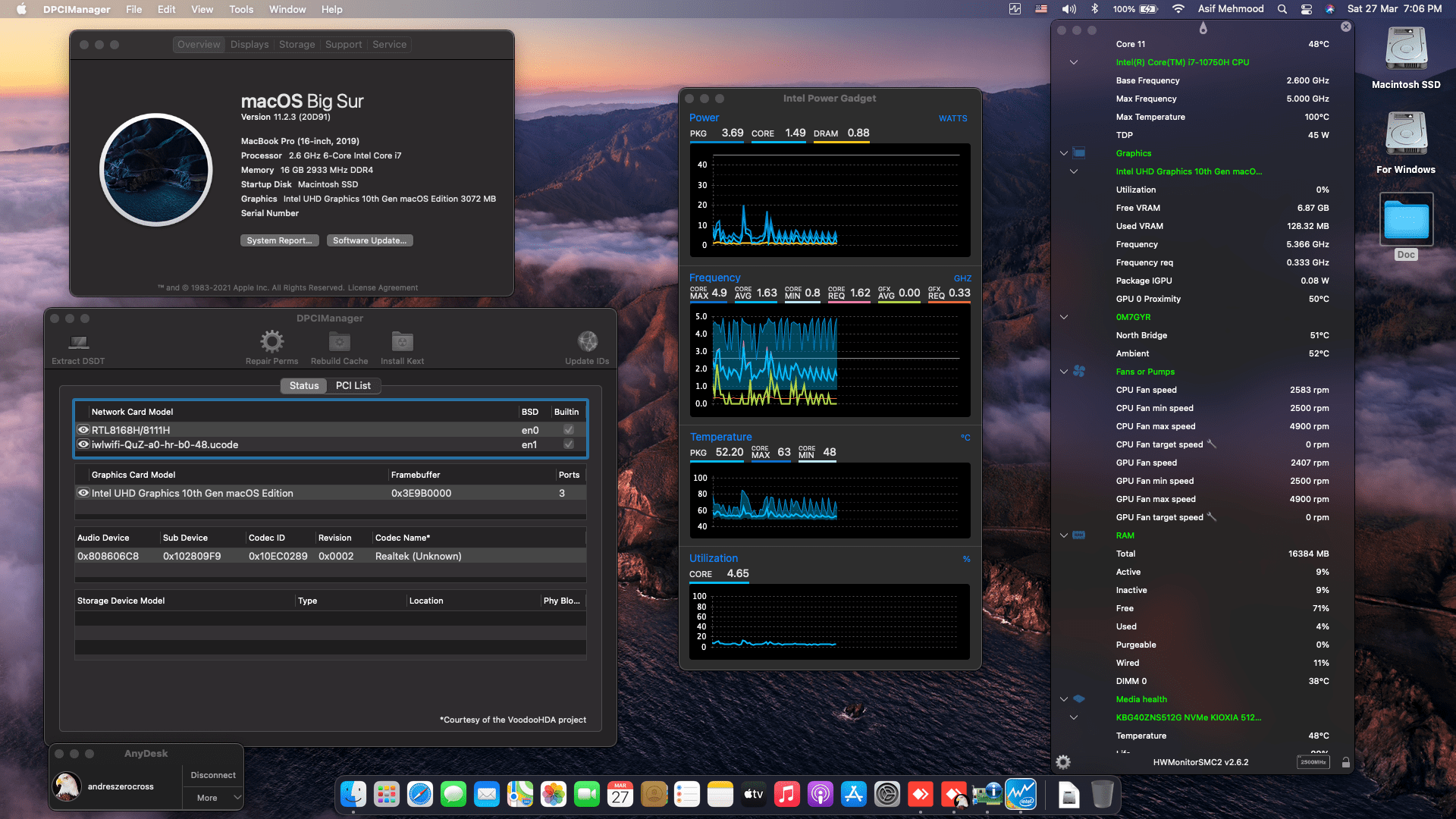 Success Hackintosh macOS Big Sur 11.2.3 Build 20D91 in Dell G7 7700